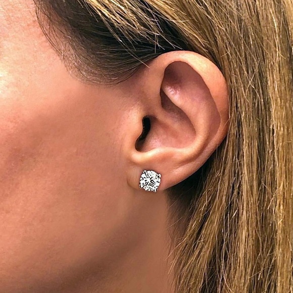 1.5 Carat D-E Color Lab Grown Diamond Stud Earrings in 14k White Gold - Picture 3 of 6